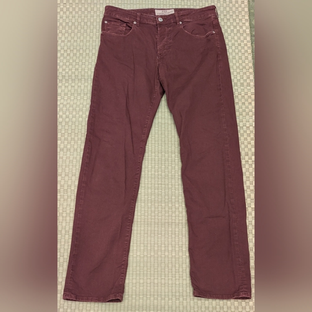 PT05 Slim Fit 5-Pocket Pants Stretch Wine Red Men's Size 33 x 33